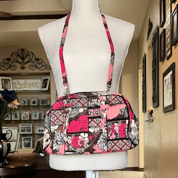 Vera Bradley*Rare*Convertible Satchel*Mocha Rouge - Picture 2 of 7